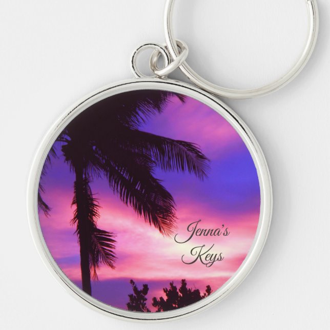 Chaveiro Palm Tree N Purple Sunset Customable Key Chain (Frente)