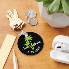 Chaveiro Palm Tree Name e Date Modelo Weding Favor