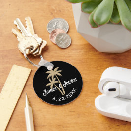 Chaveiro Palm Tree Name e Date Modelo Weding Favor
