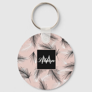 Chaveiro Palmas Preto Branco Tom Terroso Monograma Rosa