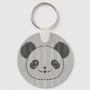 Chaveiro Panda Bear Face On Wave Patterno