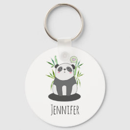 Chaveiro Panda branca e negra em bambu