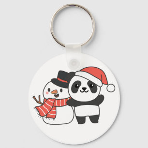 Chaveiro Panda Com Snowman No Inverno Para O Natal Keychai