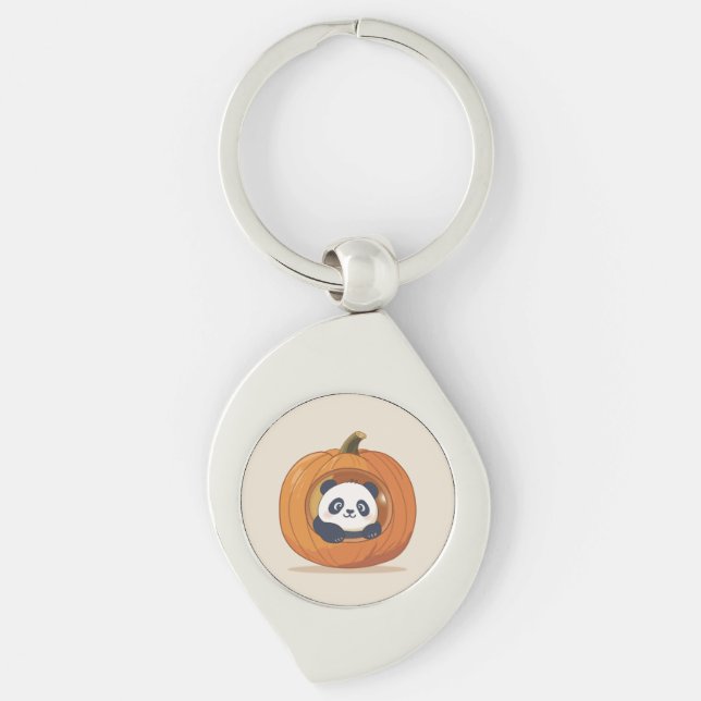 Chaveiro Panda de Halloween de Abóbora Fofa (Frente)