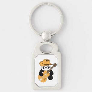 Chaveiro Panda engraçada com guitarra