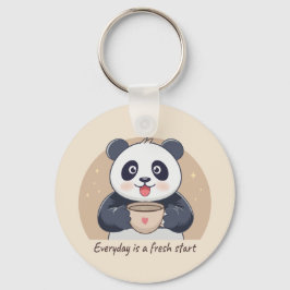 Chaveiro Panda Fofo com Café