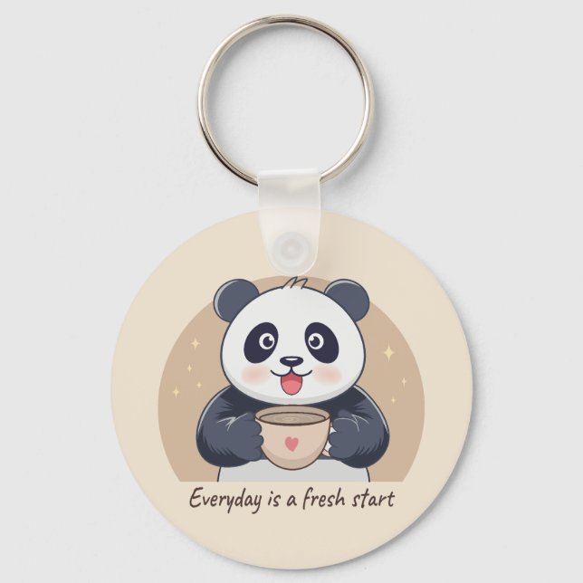 Chaveiro Panda Fofo com Café (Frente)