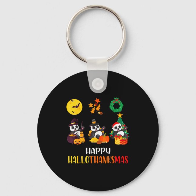 Chaveiro Panda Halloween Christmas Happy Hallothanksmas Pan (Frente)