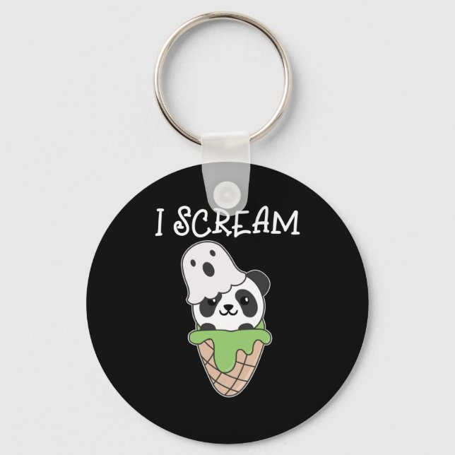 Chaveiro Panda Halloween Ghost I Gritar Sorvete Pun (Frente)