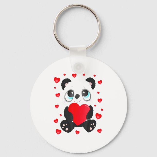 Chaveiro Panda Heart Valentines Day Girls Kids Women Bear L (Frente)