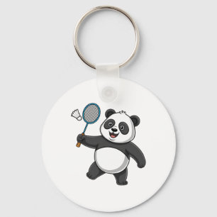Chaveiro Panda Inteligente Jogando Badminton Engraçado Humo