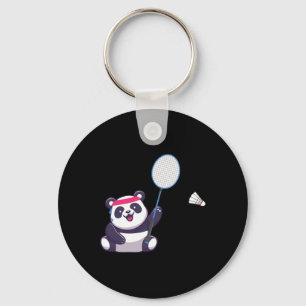 Chaveiro Panda Jogando Badminton Engraçado Treinador De Esp