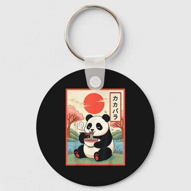 Chaveiro Panda Kawaii Comendo Ramen Anime Macarrão Japonês  (Frente)