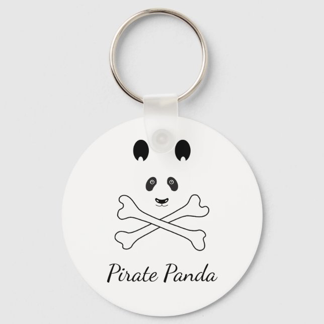 Chaveiro Panda Pirata Branca e Preta Personalizada (Frente)