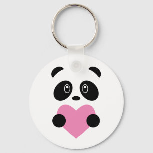 Chaveiro Panda Rosa do Coração