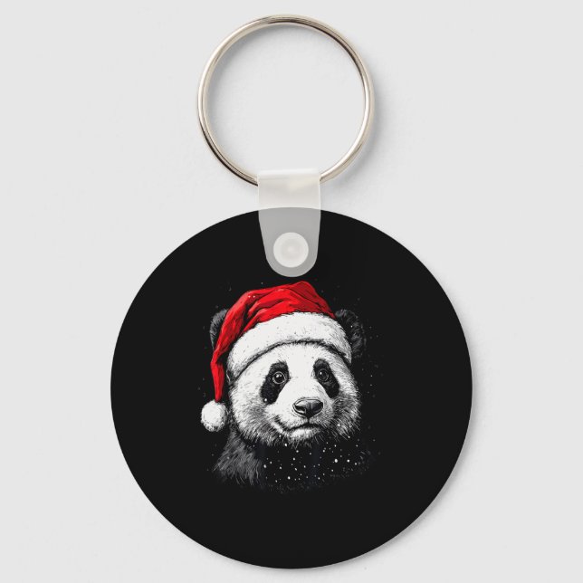 Chaveiro Panda Santa Hat Funny Panda Lovers Christmas Xmas  (Frente)