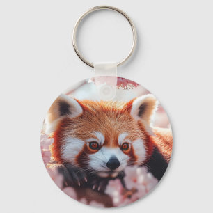 Chaveiro Panda Vermelha Entre Blossomas De Cereja