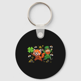 Chaveiro Panda Vermelho Engraçado Trevo Dia de São Patrício