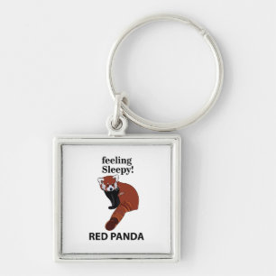 Chaveiro Panda Vermelho Se Sentindo Sonolento Panda Vermelh