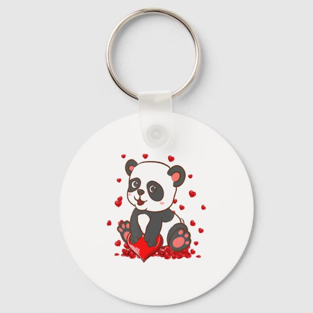 Chaveiro Panda With Hearts Valentines Day Women And Girls  (Frente)