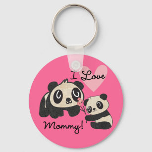 Chaveiro Pandas I Love Mamãe
