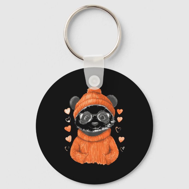 Chaveiro Pandas With Hearts Love Valentine's Day Women Hear (Frente)