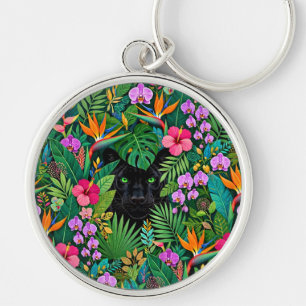 Chaveiro Pantera Negra Flores da Selva & Folhagem Tropical