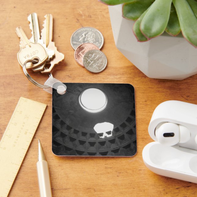 Chaveiro Pantheon Light Skull Roma Itália com caligrafia (Mesa)