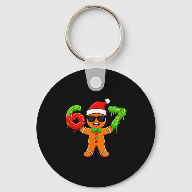Chaveiro Pão de Mel Seis Sete 67 Meme 6 7 Natal Engraçado  (Frente)