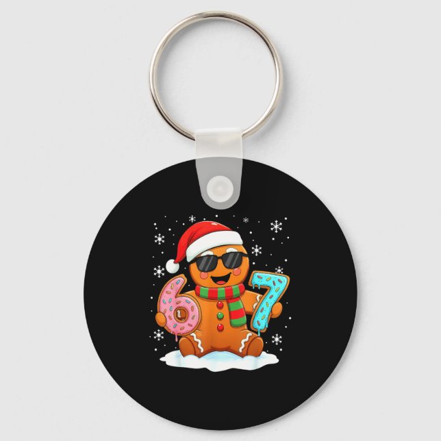 Chaveiro Pão de Mel Six Seven Bruh Meme Divertido de Natal  (Frente)