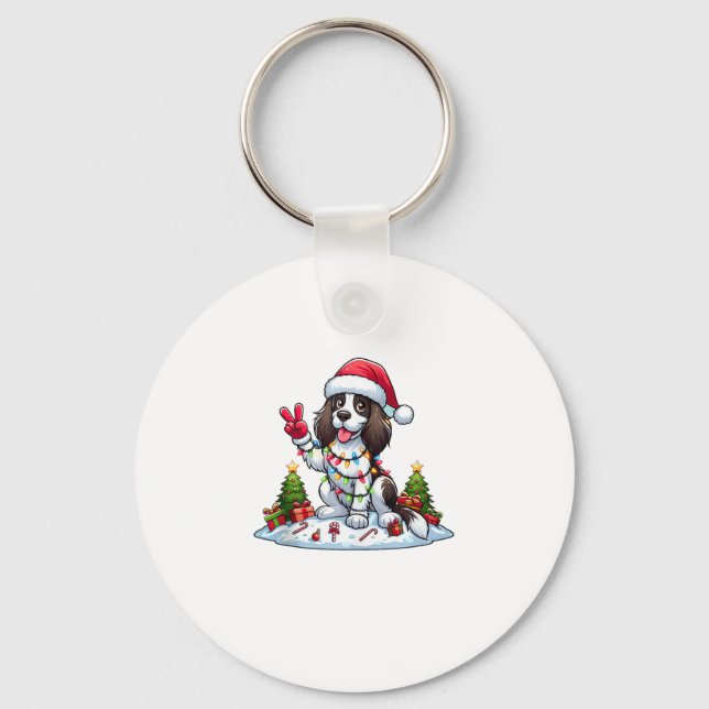 Chaveiro Pão de Paz Inglês Springer Spaniel Cão de Natal (Frente)