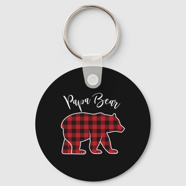 Chaveiro Papa Bear Pajama Red Buffalo Xmas Engraçado Famíli (Frente)