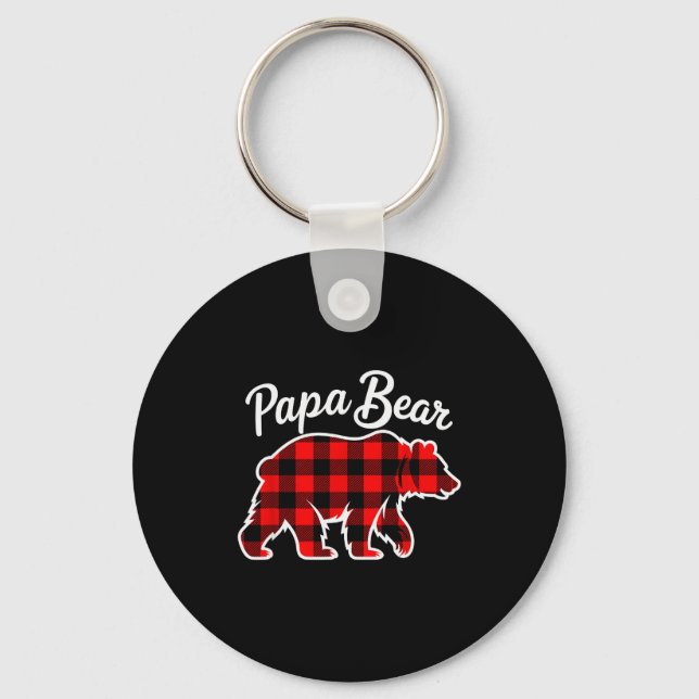 Chaveiro Papa Bear Pajama Red Buffalo Xmas Funny Family Chr (Frente)