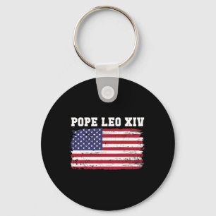 Chaveiro Papa Leo Xiv 14 Primeiro Papa Americano Flag Vin