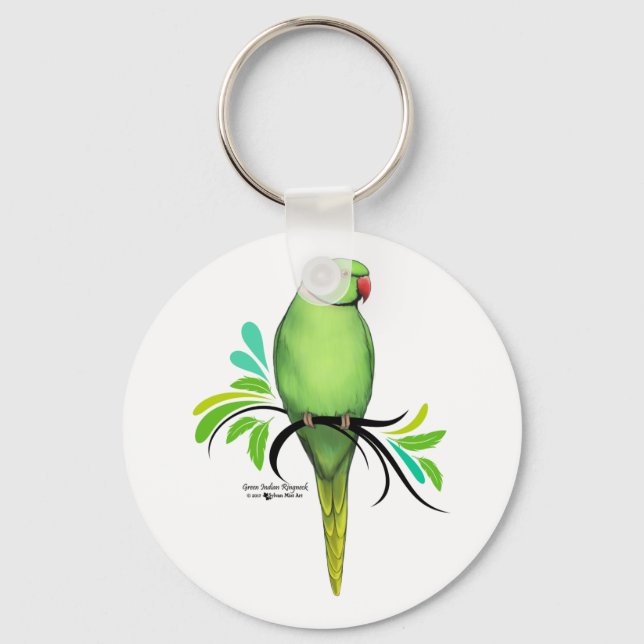 Chaveiro Papagaio-do-pescoço-verde-indiano (Frente)