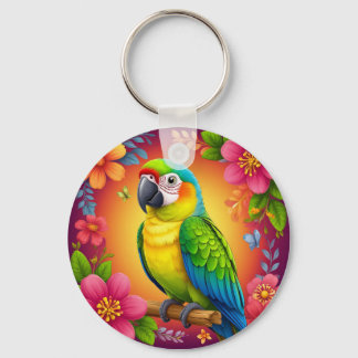 Chaveiro Papagaio Vibrante Emitido Numa Ramificação
