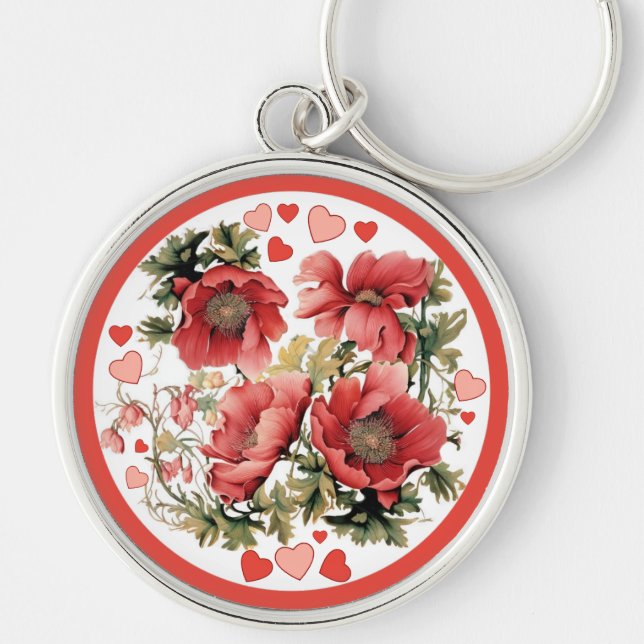 Chaveiro Papagaios e Corações Românticos (Frente)