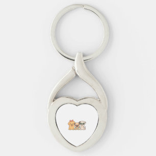Chaveiro Papagaios - Trio Bonito de Cães no Estilo de Paste