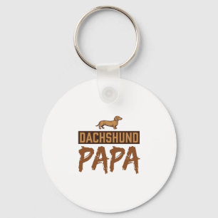 Chaveiro Papai Dachshund Gravação Vintage Design de Papai C