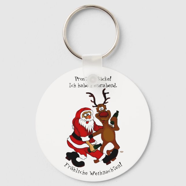 Chaveiro Papai Noel com alce - Feliz Natal (Frente)