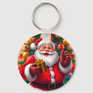 Chaveiro Papai Noel com Árvore de Natal e Presentes