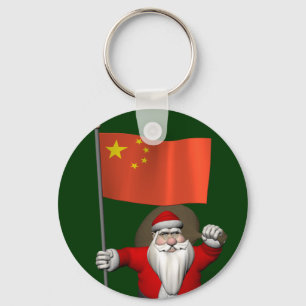 Chaveiro Papai Noel Com Bandeira Da China