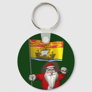 Chaveiro Papai Noel Com Bandeira De New Brunswick CDN