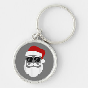 Chaveiro Papai Noel com óculos escuros Design de Natal engr