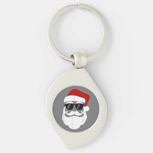 Chaveiro Papai Noel com óculos escuros Design de Natal engr