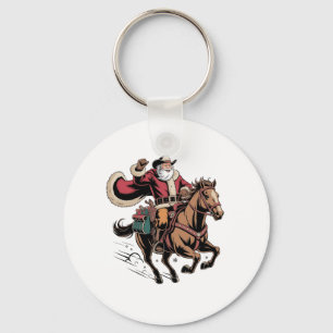 Chaveiro Papai Noel Cowboy Montado a Cavalo Natal