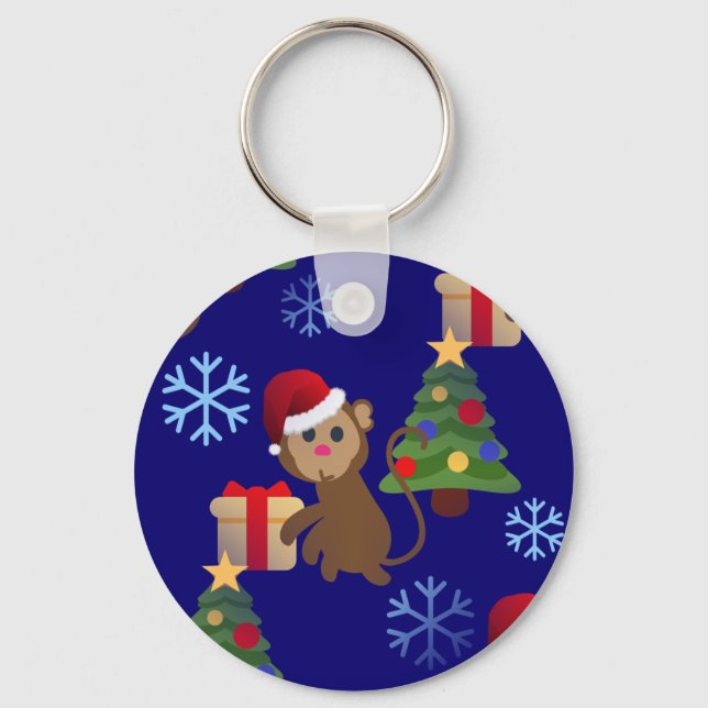Chaveiro papai noel de natal, macaco emoji (Frente)