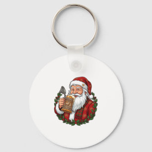 Chaveiro Papai Noel de Natal segurando copo de cerveja