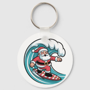 Chaveiro Papai Noel de Surfe Natal Surfista Férias Praia