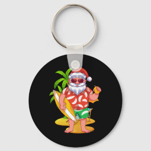 Chaveiro Papai Noel do Havaí Surfando Natal Tropical de Ver